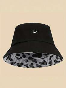 1pc Printed  Double-Sided Bucket Hat, Outdoor Sun Protection Cap For Boys Girls Spring Autumn Travel Beach Vacation