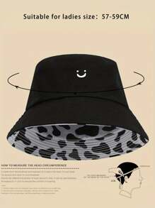 1pc Printed  Double-Sided Bucket Hat, Outdoor Sun Protection Cap For Boys Girls Spring Autumn Travel Beach Vacation