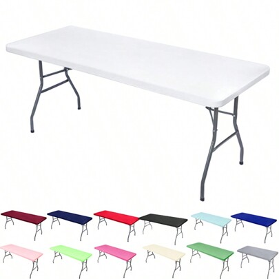 1pc Polyester Rectangular Elastic Table Cover, Universal Rectangular Tablecloth, Protective Cover Suitable For Home Parties, Banquets, Picnics, Wedding Holiday Decoration, Party Event, And Christmas Decorations(Multiple Colors And Sizes Available)