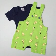 Summer Overalls And Bodysuit For Boys - 綠色 - 查看 2