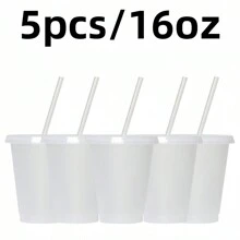 1pc/5pcs/6pcs/10pcs/16oz/24 Oz/One Set Of Plastic Cold Drink Cups, Perfect For Coffee, Tea, Smoothies, Etc., Summer And Winter Drinks, Reusable Plastic Water Cups, Home Party Supplies, Holiday Birthday Party Supplies, Party Decorations, Party Decorations, Party Gifts, Holiday Gifts - White - View 18