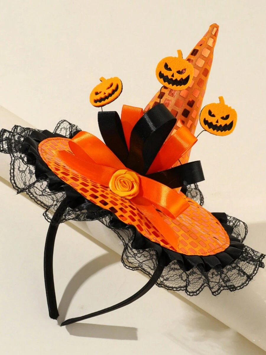 1pc Girls 3D Pumpkin Headband For Halloween - Orange - View 1