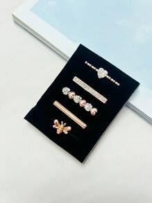 5 chiếc khóa cài dây đồng hồ đính đá, phụ kiện trang trí dây đồng hồ bằng kim loại dễ thương, tương thích với dòng (Không bao gồm dây đồng hồ) - Hoa hồng vàng - Xem 4