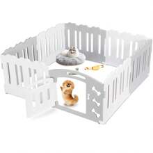 Puppy Run 60 cm de altura, Playpen de perros 7+1 platos, Plain Puppy Playpen, puerta de perro plegable, cerca de perros resistentes a la intemperie, incluye tazas de succión y anclaje de tierra