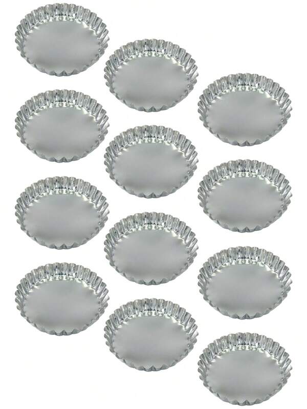 Set de 12 piezas de Moldes Para Tartaletas De Acero Inoxidable, 12 x 2.5 cm, Repostería, Horneado. Adecuado para Horno Convencional, Tartas
