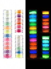 6/12 pièces Ensemble de poudre scintillante luminescente dans le noir, pigment époxy pour moules de résine DIY, fabrication de bijoux, coloration de résine, artisanat et accessoires