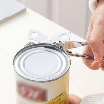1 pieza Abrelatas de acero inoxidable, abrelatas de ahorro de trabajo plateado para el hogar