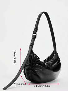 Autumn/Winter New Women Pleated Design Armpit/Crescent Shoulder Bag, Suitable For Office Commuting, White-Collar Worker, Selfies, Students Of High School And University