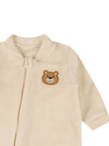 Kit Of 2 Plush Fleece Rompers With Long Sleeve Zipper - 米色 - 查看 2