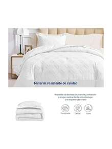 Juego de Funda Duvet para Edredon Matrimonial, Cubierta para Edredón con Cierre de Botones, incluye 2 Fundas para Almohada, Ultra Suave Microfibra, figura Rombos - Blanco - Ver 5