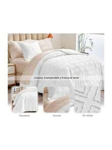 Juego de Funda Duvet para Edredon Matrimonial, Cubierta para Edredón con Cierre de Botones, incluye 2 Fundas para Almohada, Ultra Suave Microfibra, figura Rombos - Blanco - Ver 6
