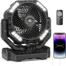 40000mAh Rechargeable Fan, Battery Operated Oscillating Outdoor Fan, Battery Powered Table Fan For Home Hurricane Jobsite Garage, Portable Tent Fan With Remote Light Hook For Camping Trip RV - D13-black - View 1