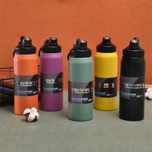 1pc Simple Large Capacity Stainless Steel Insulated Water Bottle Outdoor Hiking Sports Portable Straight Design Water Cup Customized