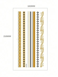6 tờ hình xăm ren vàng lấp lánh kim loại hình xăm tạm thời không thấm nước cho phụ nữ trưởng thành cô gái hình xăm giả phong cách bohemian phụ kiện cưới thanh lịch cho tiệc hồ bơi ngày lễ bãi biển - Vàng - Xem 8