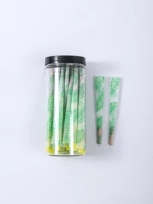 50 件/罐带尖头的图案印花草本预卷锥体、喇叭型草卷纸和无害天然材料高品质吸烟配件，是吸烟者的绝佳礼物，烟草店物品。 - 彩色 - 查看 13