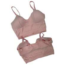 Women's Fitness Crop Top With Padded Gym Set - Trắng, Hồng - Xem 2