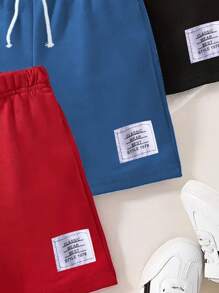 3入組男童夏季休閒純色短褲套裝