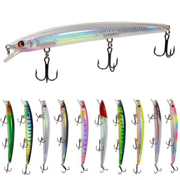 5PCS/Set Hard Plastic Artificial Lures For Sea Bass, Saltwater And Freshwater Fishing Outdoor Supplies (13.5 Cm /5.3 In., 15.5 G)