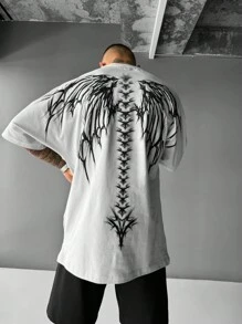 Men's Summer Gothic Letter Print Round Neck Short Sleeve Casual T-Shirt - trắng - Xem 5