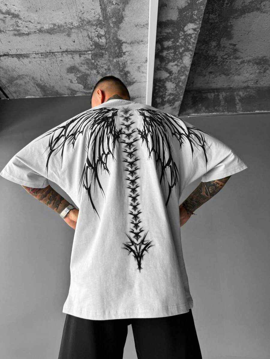 Men's Summer Gothic Letter Print Round Neck Short Sleeve Casual T-Shirt - trắng - Xem 1