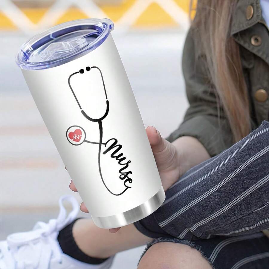 1個 20盎司雙層真空保溫不鏽鋼水瓶/隨行杯,可客製化字母,適合戶外、健身與居家使用,護理師溫馨感謝禮物,開學季理想之選 - 彩色 - 查看 1