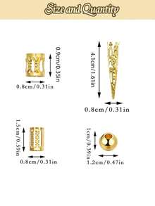 50pcs Braids Clips Hair Beads Adjustable Hair Cuffs Metal Dreadlock Hair Accessories Loc Hair Jewelry For Braids For Women And Girls - Gold - View 5