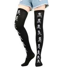 1 Pair Halloween Bleeding Socks, Bat Socks, Holiday Costume Props, COS Makeup Party, Skull Pattern Knee-High Blood Socks - Multicolor - View 6