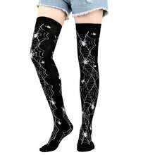 1 Pair Halloween Bleeding Socks, Bat Socks, Holiday Costume Props, COS Makeup Party, Skull Pattern Knee-High Blood Socks - Multicolor - View 5