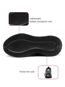 欧洲尺码宽型钢头安全鞋，防挤压和防刺穿，时尚运动跑步休闲商务男鞋 - 灰色 - 查看 4