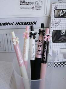 4pcs/Box Bowknot Retractable Ballpoint Pens With 0.5mm Black Ink Refills, Suitable For Back To School, Halloween, Thanksgiving, Christmas, Birthday And Other Occasions Back To School - 4pcs/box Bowknot Gel Pen - View 6