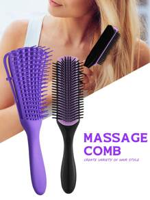 2pcs/Set Hair Brush Set: Curling Hair Brush, Detangling Brush, 9-Row Nylon Bristle Brush, Suitable For Short To Long Hair, Resin Material Won't Hurt Scalp, Ideal For 3/4abc Curly Hair, Quick And Easy To Brush Dry Or Wet Hair, Painless - Multicolor - View 15