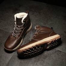 Mens Hiking Boots  Winter Warm Snow Boot Water Resistant Non Slip Soft Lined - Coffee Brown - View 1