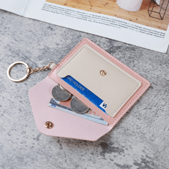 1 件可爱女士翻盖卡包流行口袋糖果色定制硬币皮革钥匙扣钱包卡包卡片盒女士礼物钱包钱包小钱包