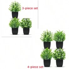 1个/2个/3个/4个黑色花盆，搭配小型仿真植物，适用于浴室和卧室，内含塑料桉树和迷你小麦草，美观的迷你仿真植物，人造盆栽桉树，仿真植物，适用于家庭办公室、农舍、浴室、桌子、架子等室内装饰，是室内办公桌仿真植物装饰的理想之选。 - 綠色 - 查看 4