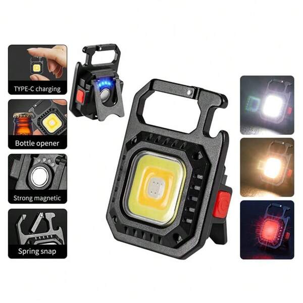 Mini Lanterna Com LED Portátil/USB Recarregável 3 Modos De Luz Lanternas De Chaveiro E Abridor De Garrafas/De Emergência