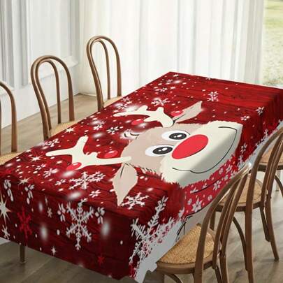 1 szt. Obrusy o tematyce bożonarodzeniowej, urocze świąteczne dekoracje stołu z jeleniami i płatkami śniegu, prostokątne abstrakcyjne obrusy na pikniki lub przyjęcia świąteczne, dekoracje pokoju