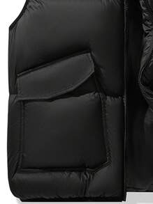 Men's Winter Casual Padded Vest, Stand Collar, Sleeveless, Solid Color