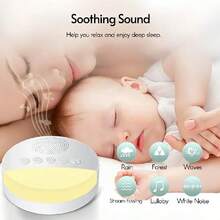 White Noise Machine For Kids, Sleep Sound Player, Night Light Timer, USB Rechargeable, Timed Shutdown - trắng - Xem 5