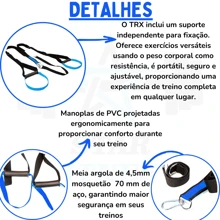 Reinforced TRX Suspension Strap Training Exercise Band Pilates Yoga Functional Physiotherapy Bodybuilding And Health - 藍色 - 查看 2