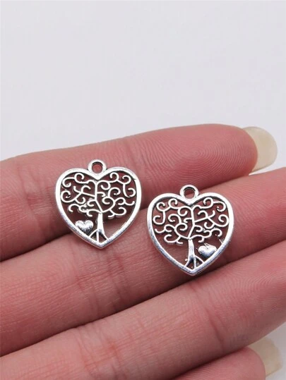 15pcs/Bag 17x18mm Heart Tree Charms Pendant For DIY Jewelry Making DIY Earring, Necklace, Bracelet, Keychain Making