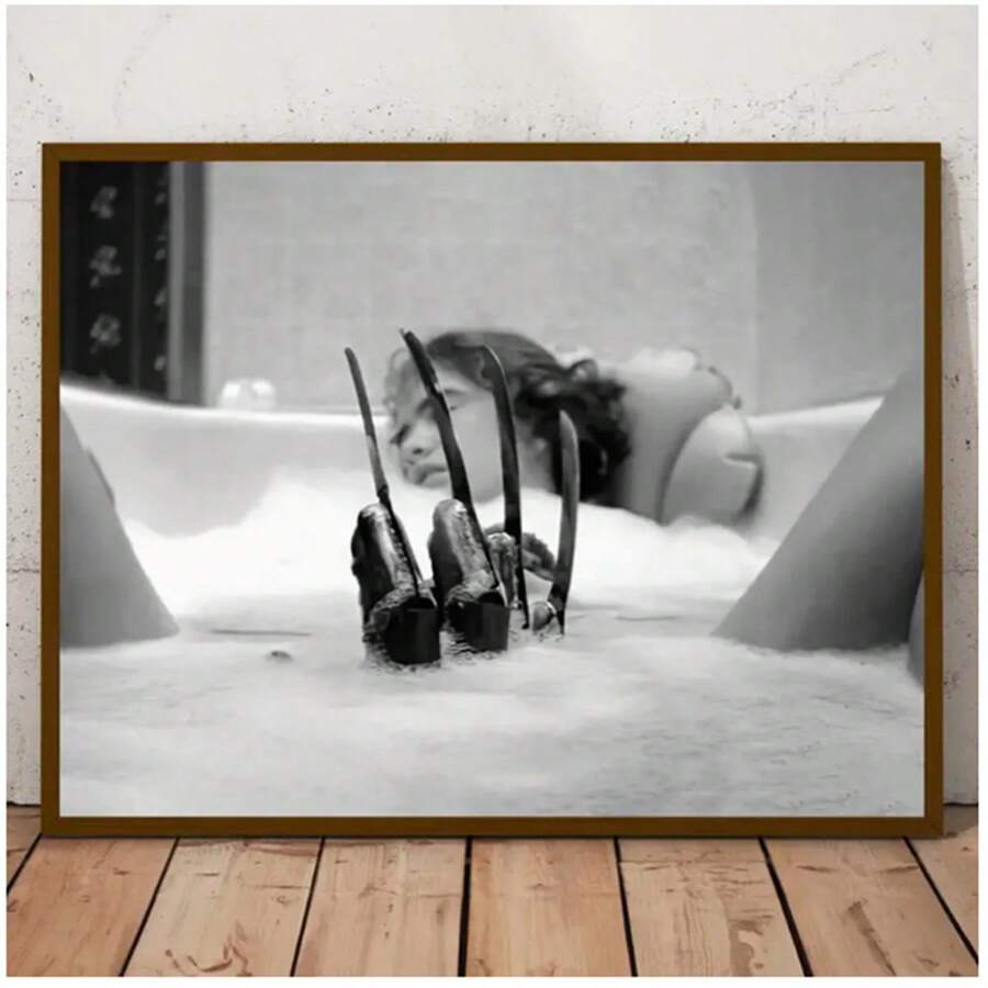 1PC Nightmare Bathtub Scene Canvas Art Print Frameless Horror Movie