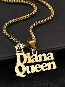 1 chiếc dây chuyền thép không gỉ, mặt dây chuyền hình vương miện và tên tùy chỉnh, mặt dây chuyền chữ cái cho nam giới, quà tặng sinh nhật/Ngày của Cha, màu bạc, vàng, phong cách, thời trang mùa thu, cổ điển, quý tộc, giản dị, đơn giản, tùy chỉnh, cá nhân hóa, độc đáo, quà tặng lý tưởng cho anh ấy, gia đình, bạn bè, cô ấy, bạn trai, bố, con trai, để đeo hàng ngày, dự tiệc, ngày Valentine, lễ tốt nghiệp. - Nhiều màu - Xem 3