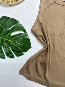 WOMEN'S MODAL TANK TOP KD88-32 - 卡其色 - 查看 3