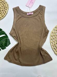 WOMEN'S MODAL TANK TOP KD88-32 - 卡其色 - 查看 1