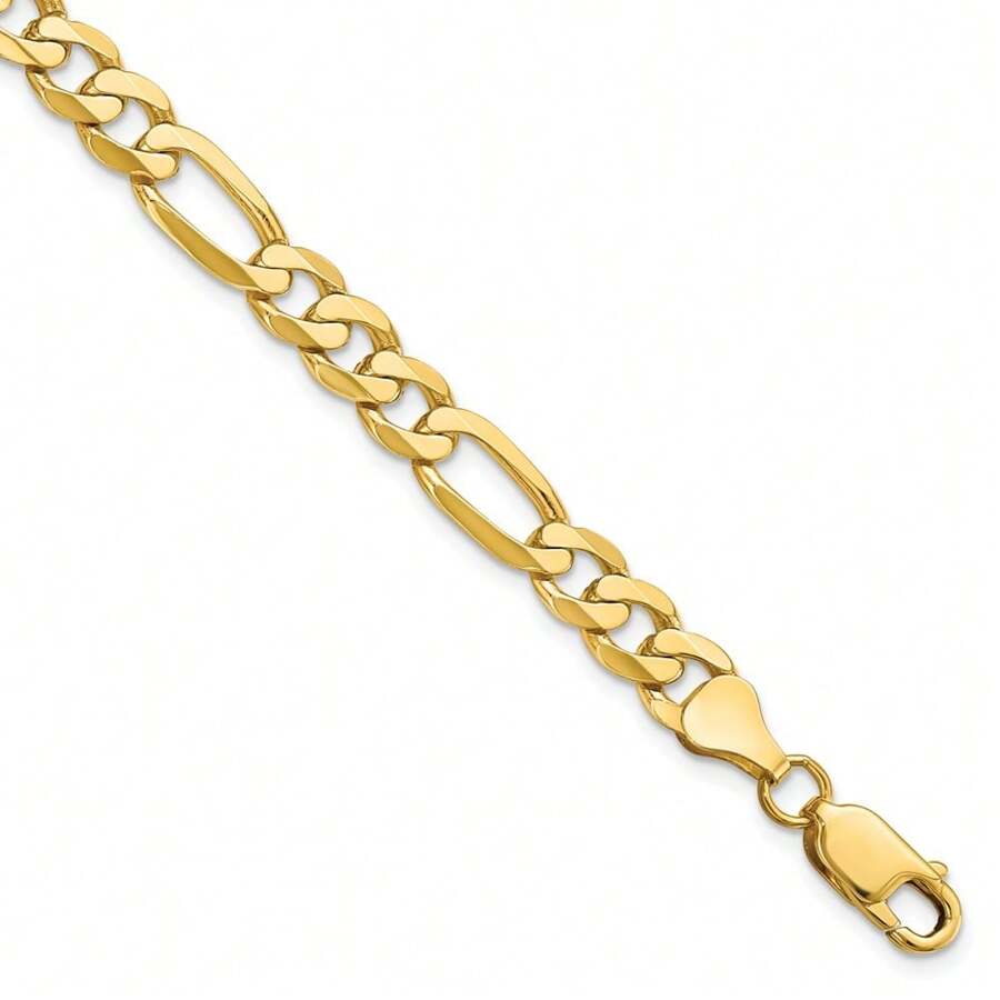 The Black Bow Men's 7mm 14K Yellow Gold Solid Flat Figaro Chain