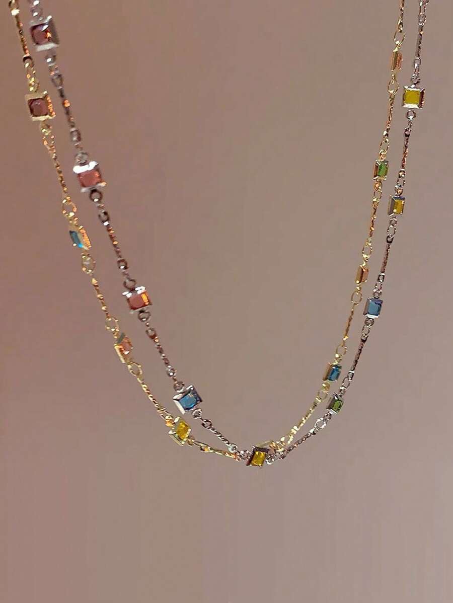 1 pieza Collar colgante de luna y corazón con circonita cúbica microincustrada chapado en oro de 18k, para hombres y mujeres, cadena de garras con gota de agua de lujo con rhinestones soldados, perfecto para bodas y compromisos