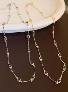 1 pieza Collar colgante de luna y corazón con circonita cúbica microincustrada chapado en oro de 18k, para hombres y mujeres, cadena de garras con gota de agua de lujo con rhinestones soldados, perfecto para bodas y compromisos