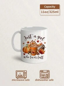 1pc 11oz Fall Coffee Mug Ceramics,Thanksgiving Pumpkin Mug Just A Girl Who Loves Fall,Fall Decor,Pumpkin Spice,Insulated,Reusable,Holiday Gifts,Marry Christmas Gifts,It's Fall Y'all, Autumn Decor,Friends' Birthday Anniversary Festival,Party