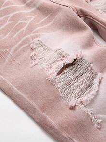 Quần Jeans Denim Ống Ôm Phong Cách Vintage Thường Ngày Cho Bé Trai Tuổi Teen - Màu hồng gỉ - Xem 4