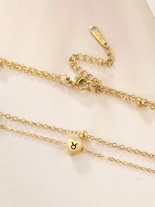 1 件女士不锈钢双层串珠 A-Z 26 心形字母项链，情人节生日礼物 - 信件系列 - 查看 7